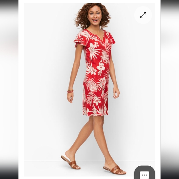 Talbots Flutter Sleeve Embroidered Shift Dress - Picture 11 of 11